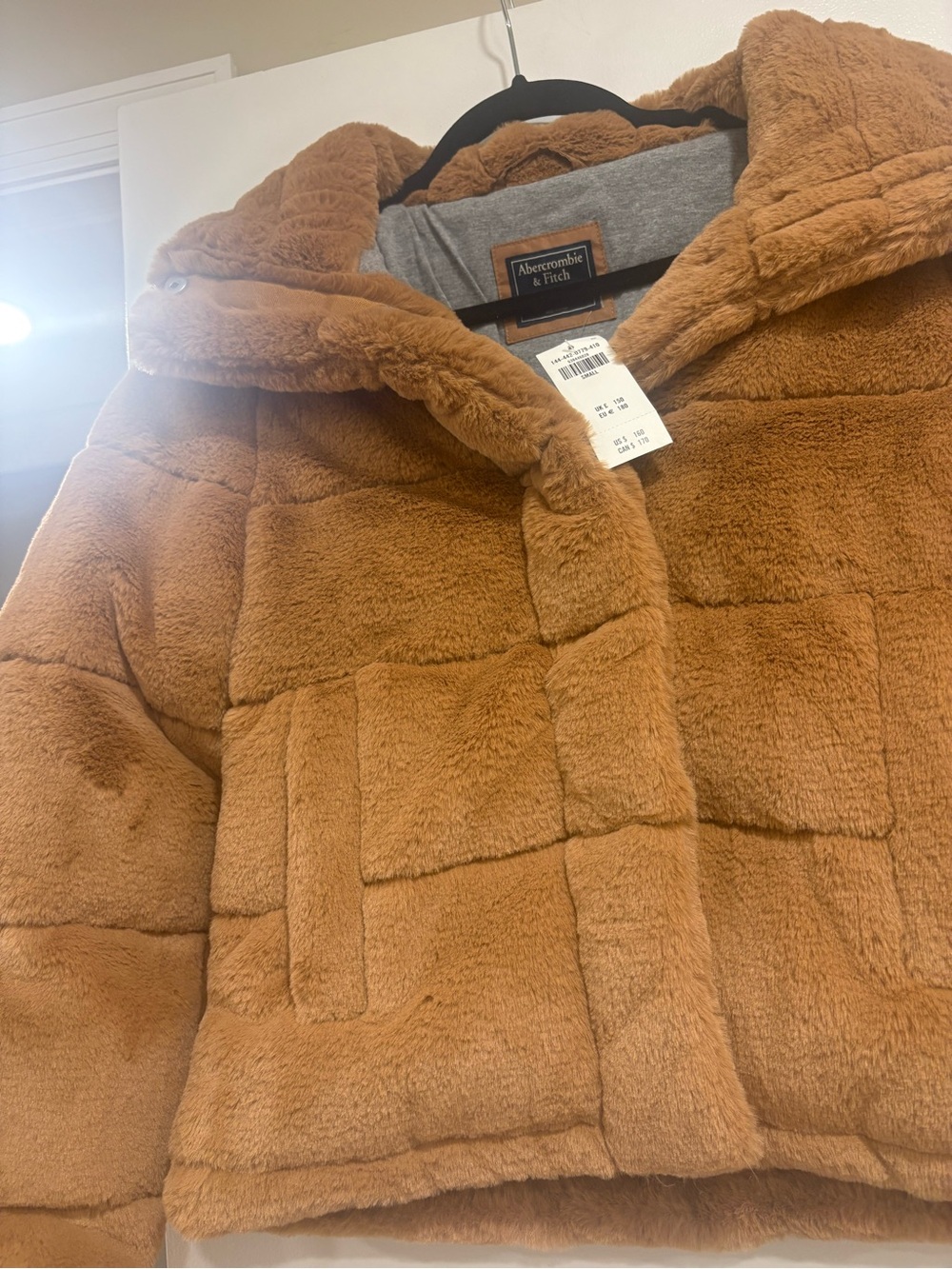 Abercrombie & Fitch Plush Faux-Fur Jacket in Camel - Picture 2 of 7